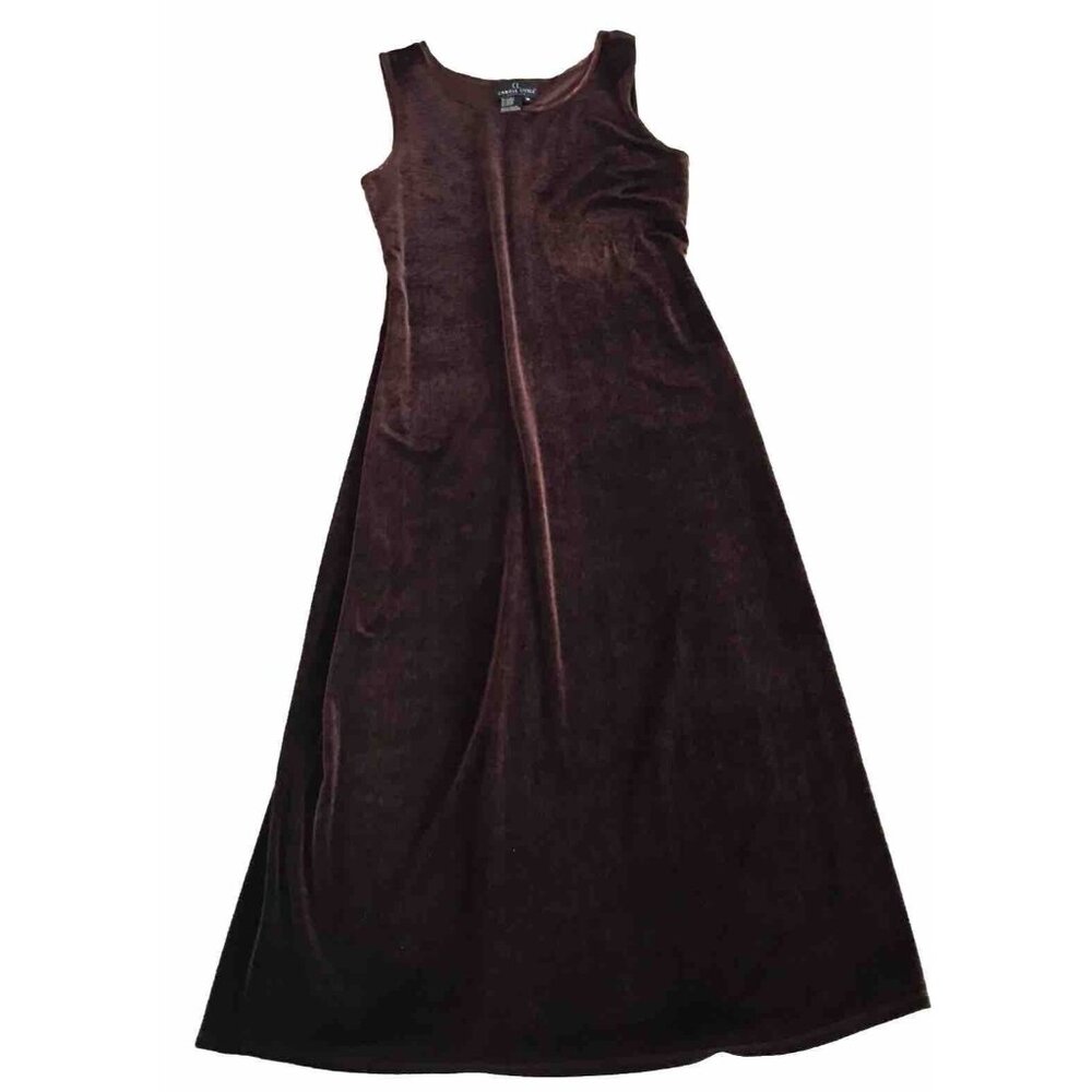 Vintage 90s Y2K Carole Little Dress 14 Maxi Velvet Brown Fairy Grunge Whimsigoth